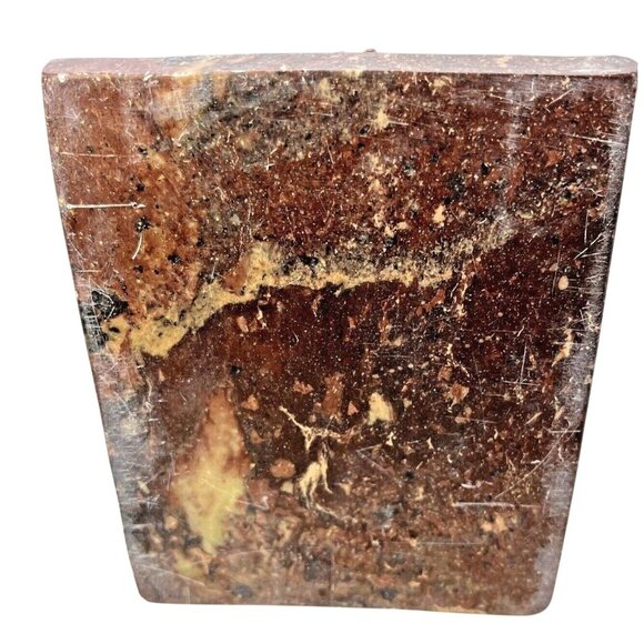 Handcarved Soapstone  Flower Pot & Peacock Reddish Brown Bookend MCM - Picture 5 of 15